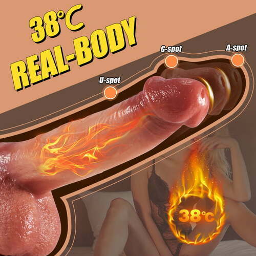 9 Vibrating 3 Thrusting & Swing Intelligent Heating Realistic Dildo Vibrator 6.3 Inch