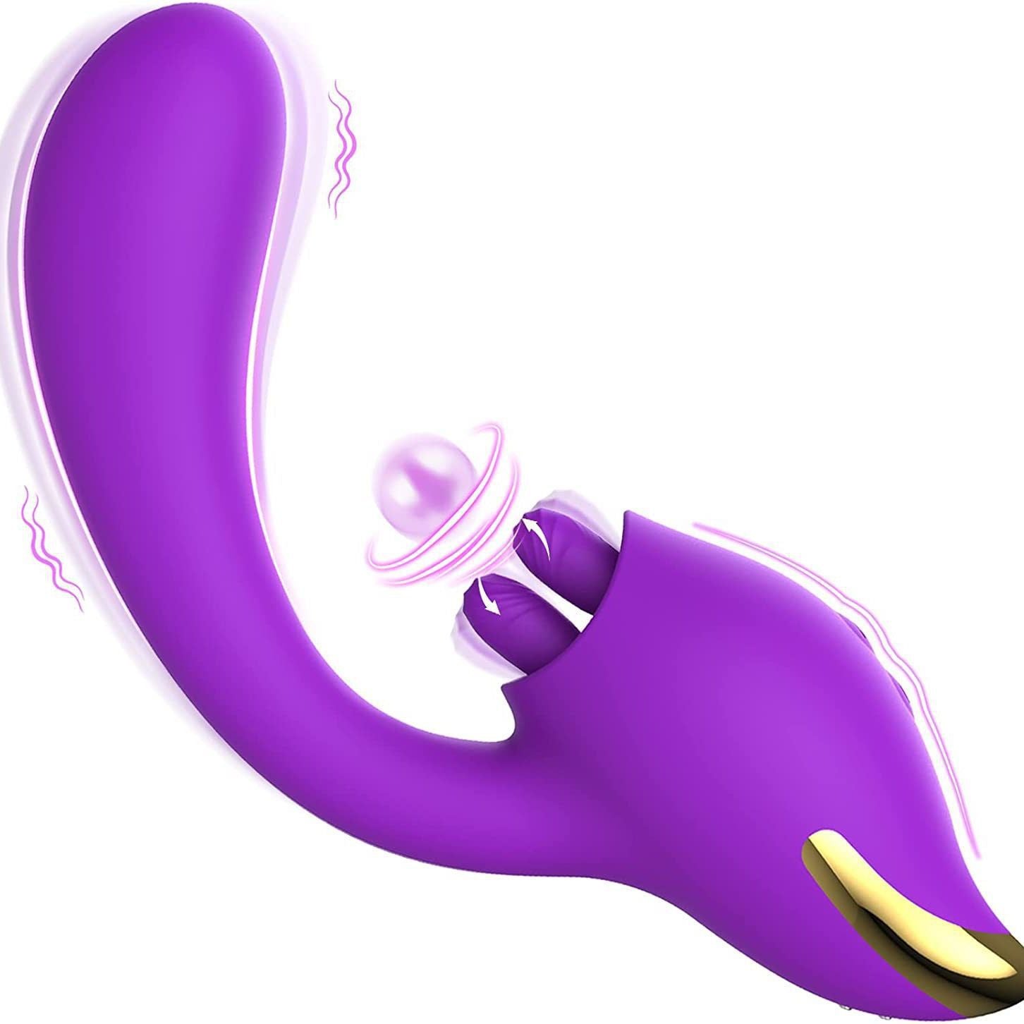 Clitoral double tongue licking G-spot vibrator