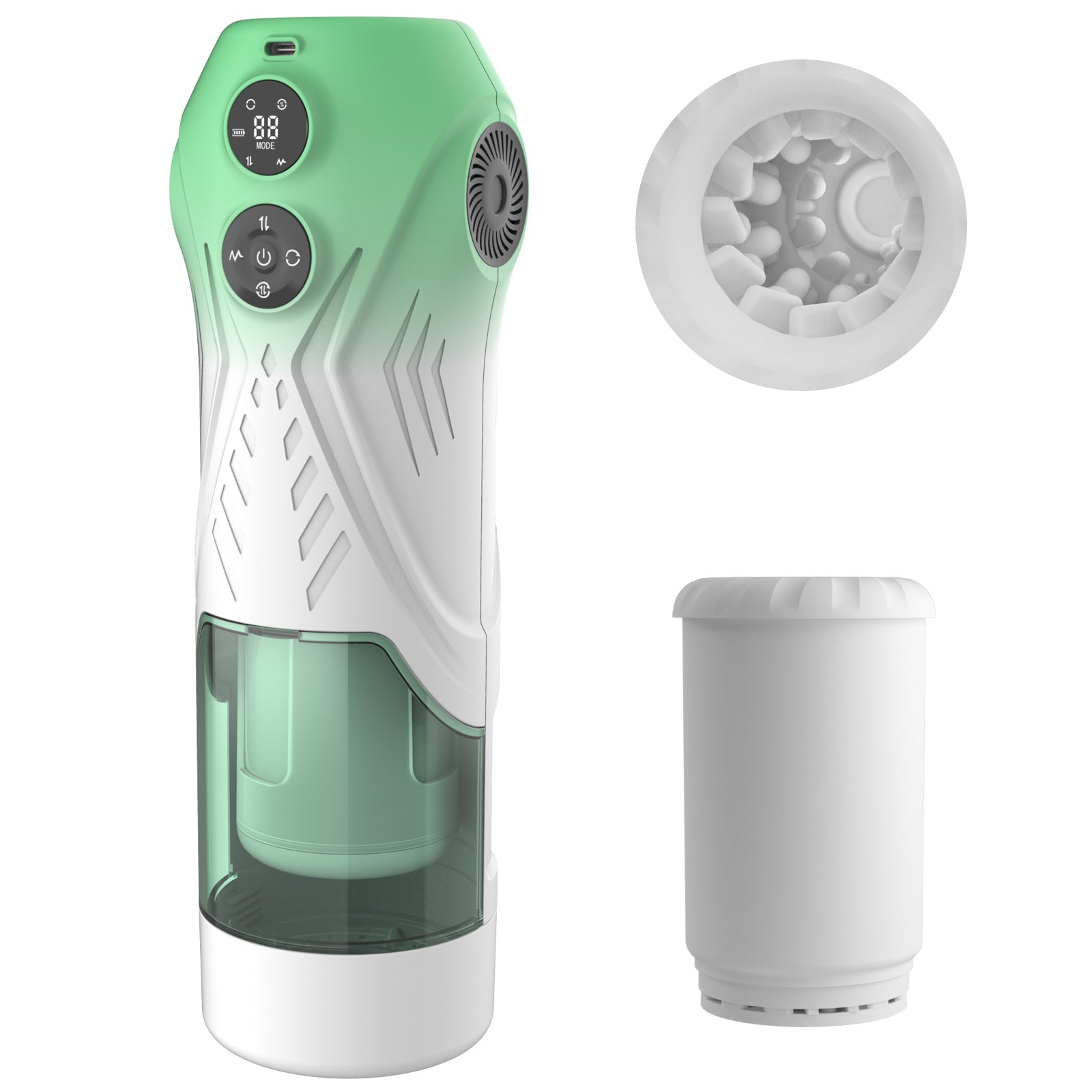 Green Star Rotating Telescopic Vibration Male Masturbator