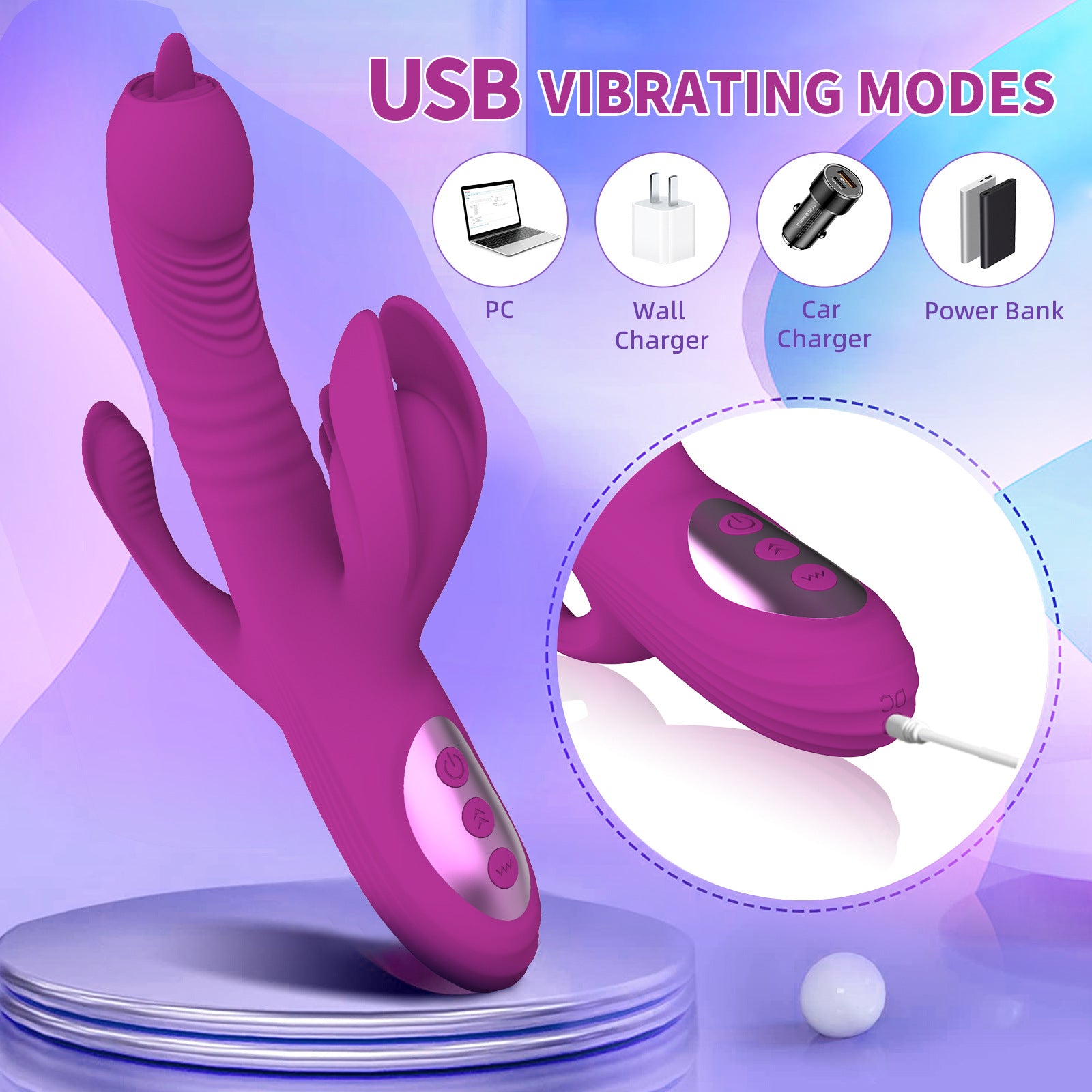 Fully automatic retractable swinging tongue licking heating vibrator