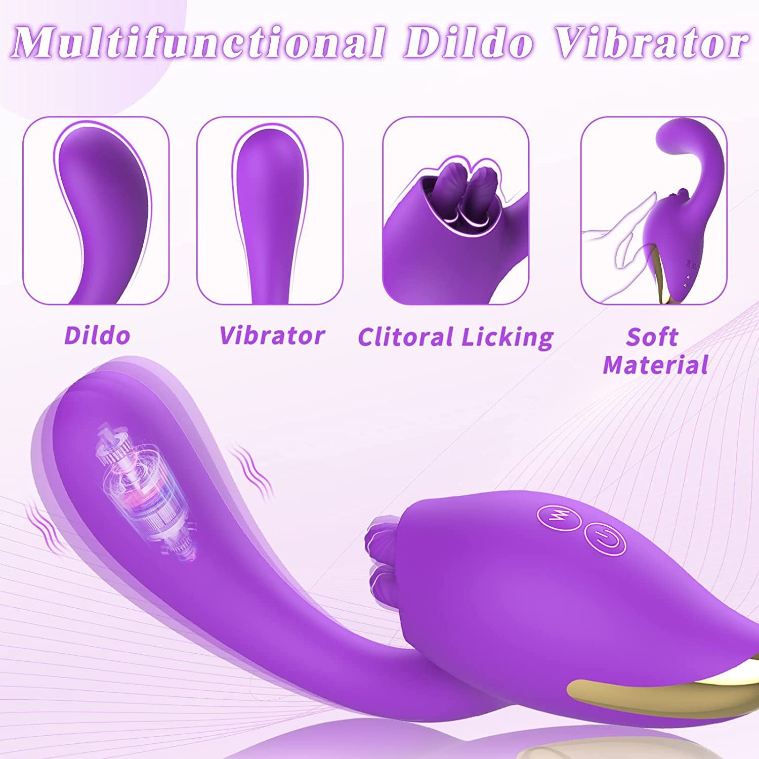 Clitoral double tongue licking G-spot vibrator