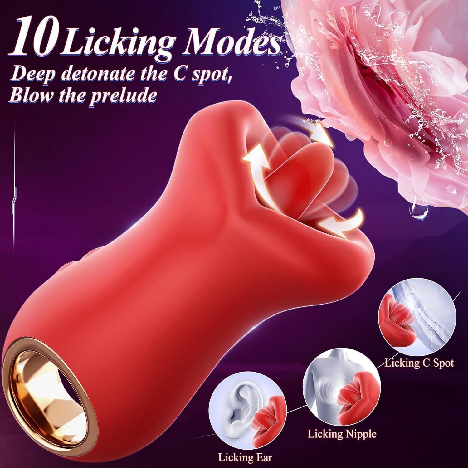 Female tongue licking masturbation vibrator adult sex products