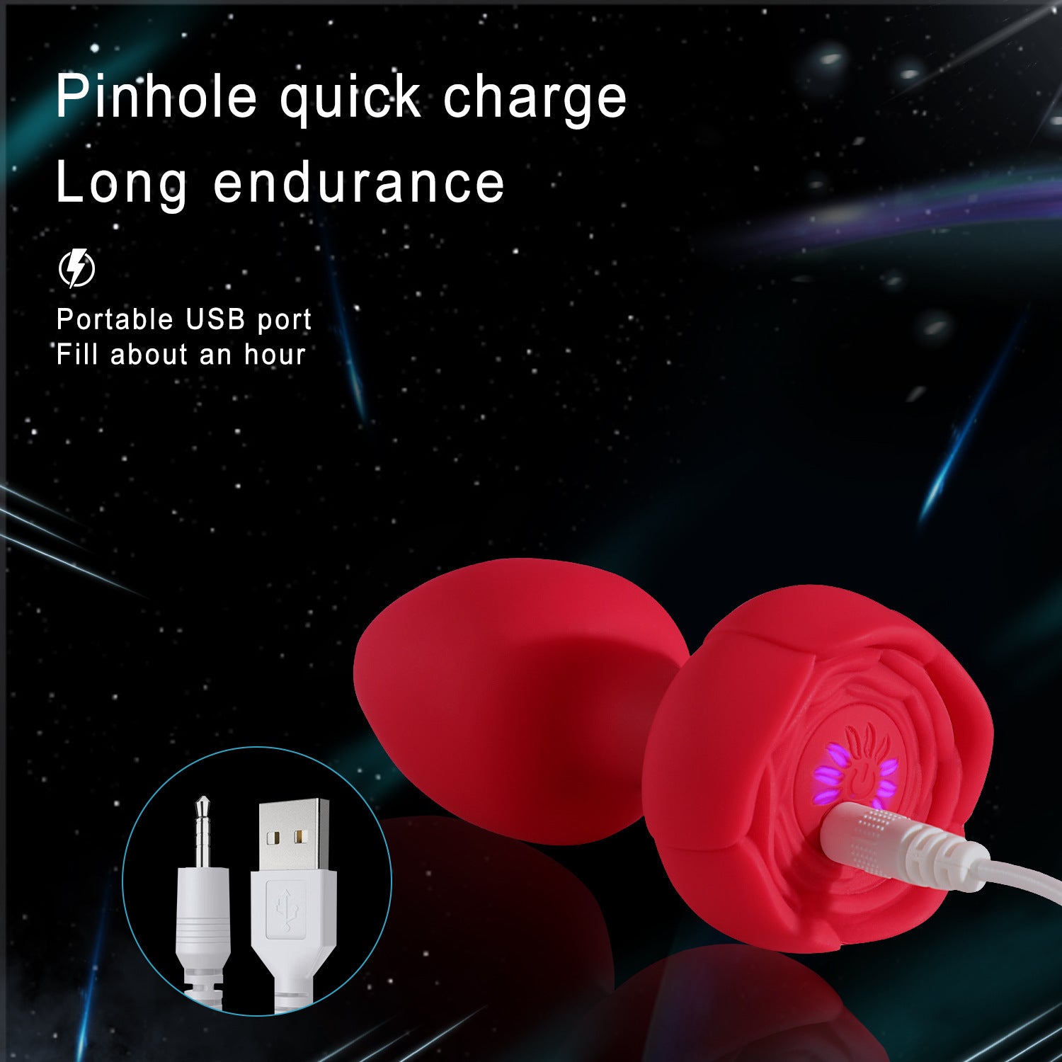 Rose flower luminous silicone anal plug