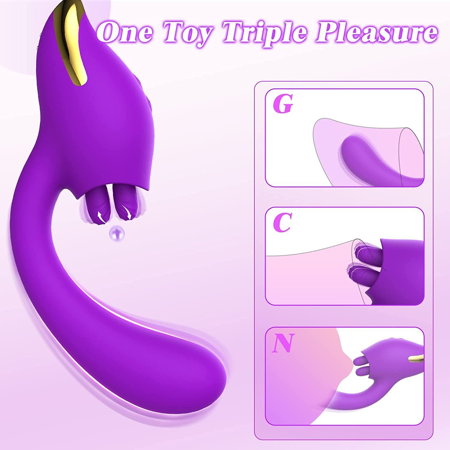 Clitoral double tongue licking G-spot vibrator