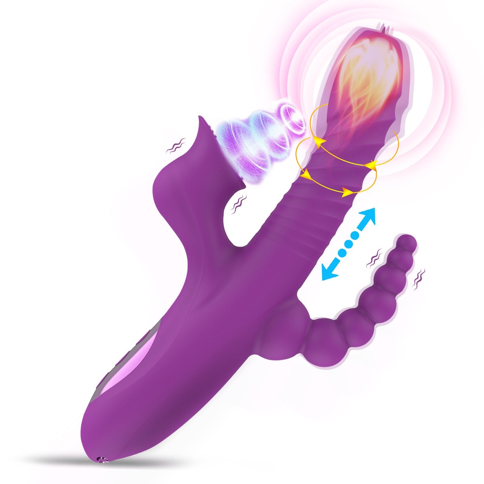 Fully automatic retractable swinging tongue licking heating vibrator