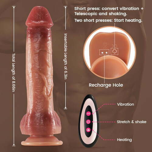 5IN1 Mouth Sucking Vibrator Rose Sex Toy +9 Vibrating 3 Thrusting & Swing Intelligent Heating Realistic Dildo Vibrator 6.3 Inch SET