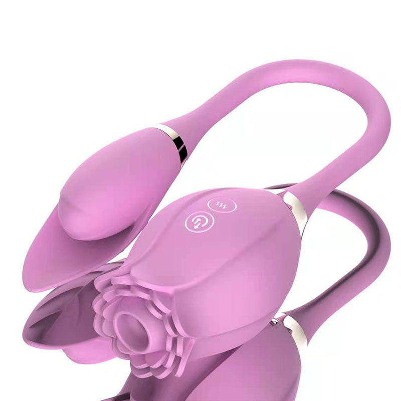 Double headed rose sucking vibrator