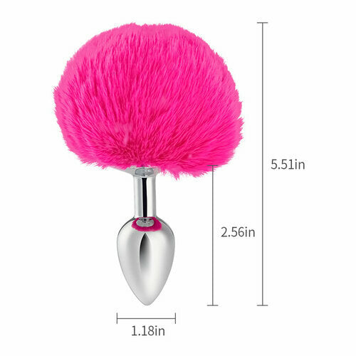 Metal Pink Hairball Base Butt Plug for Experienced Men or Women 5.51 Inch