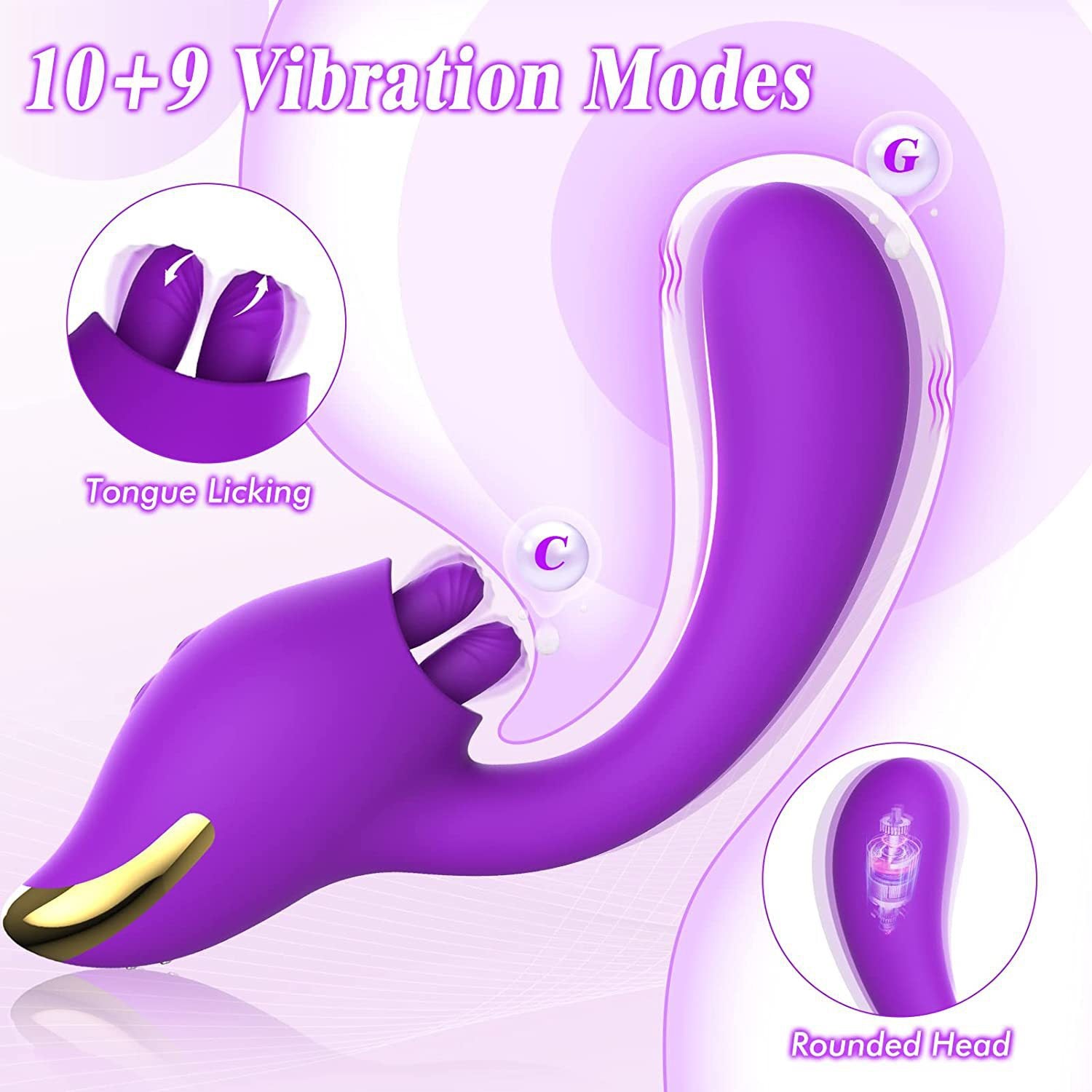 Clitoral double tongue licking G-spot vibrator