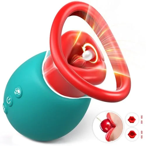 4 IN 1 Rose Sex Toy Adult Toys Licking Vibrater with 10 Mouth Kissing Vibrations