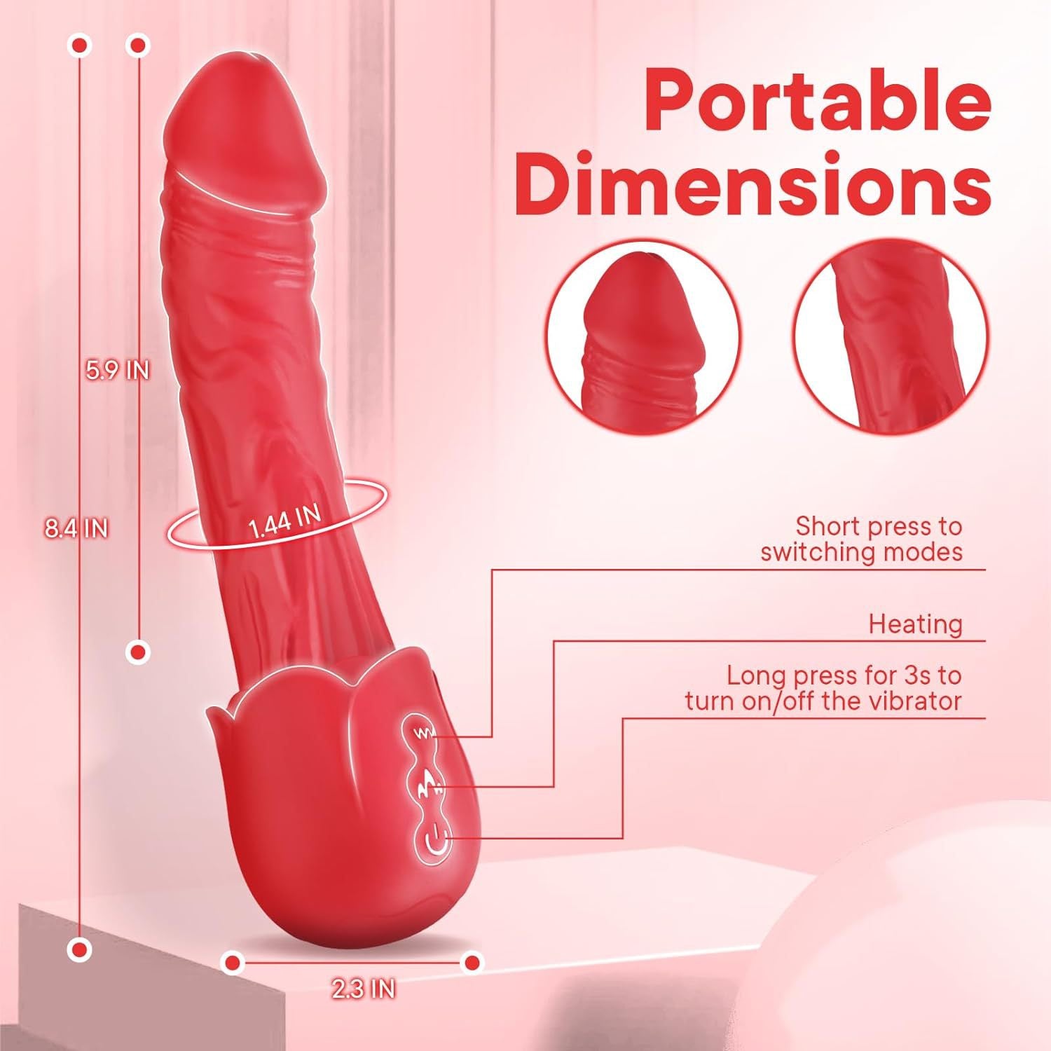 Rose flower dildo vibrator strong vibration heating