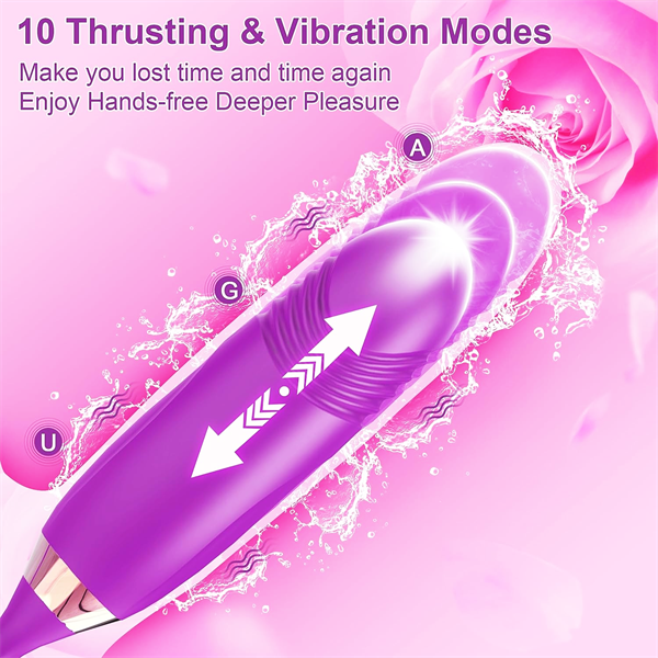 Rose Muncher Rose Kiss Tongue Vibrator With Thrusting Dildo Vibrator