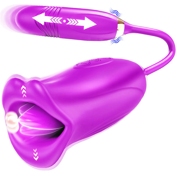 Rose Muncher Rose Kiss Tongue Vibrator With Thrusting Dildo Vibrator