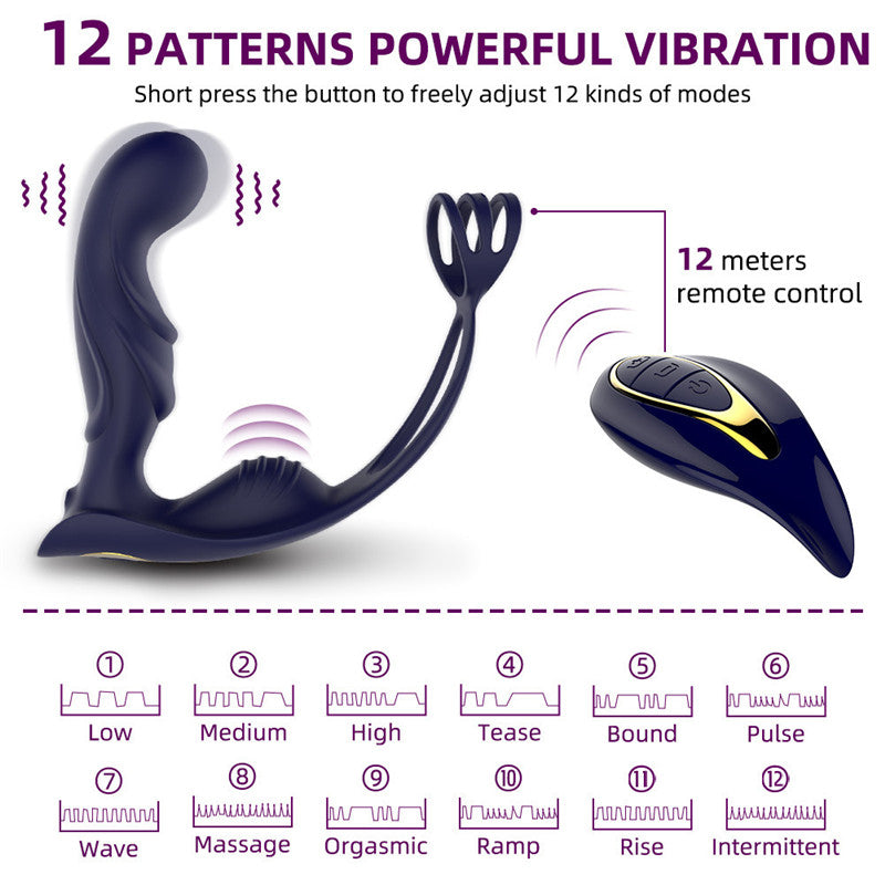 Wireless Remote Control Male Prostate Vibrating Massager Cock Ring