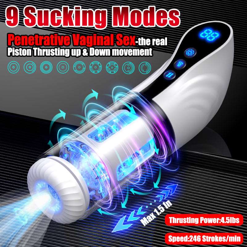 3-in-1 Thrusting Rotating Sucking Deep-throat Male Masturbator