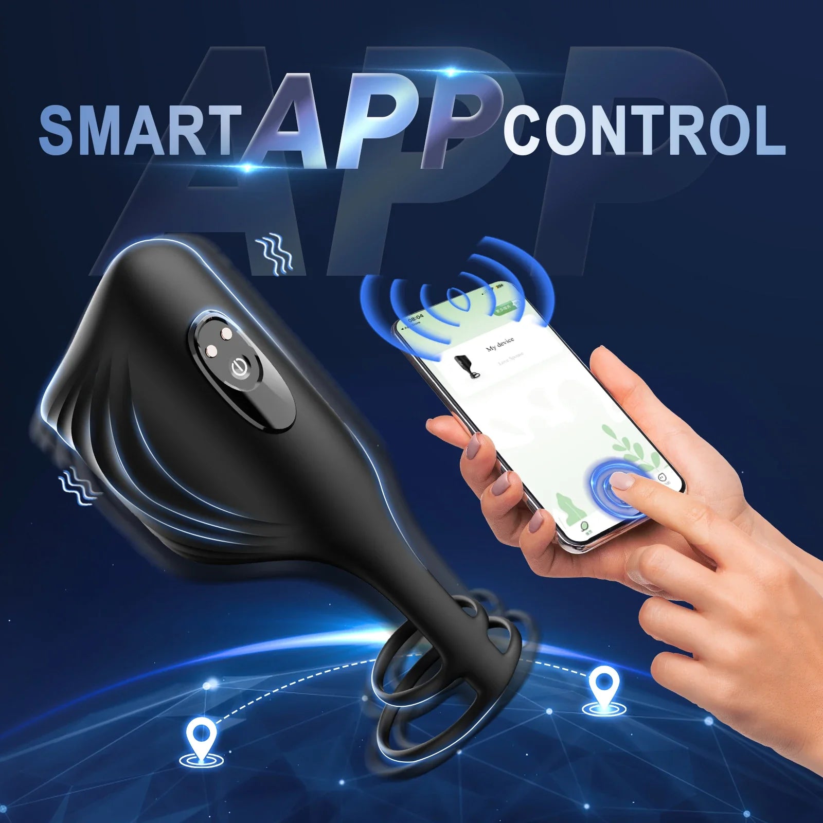 App Wireless Control Cock Ring Adjustable Vibrator Male Penis Trainer