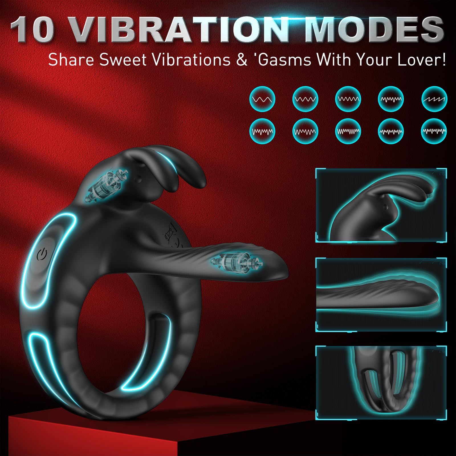 Bunny Ring III Vibrating Cock Ring Penis Ring with APP, Couples Sex Toys Vibrators