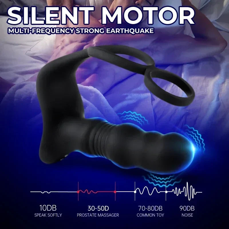 Massager Masturbation 9 Frequency Remote Control Anal Vibrator with Cock Ring