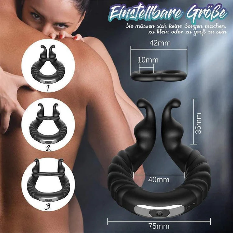 Vibrating Dual Penis Ring Dildo Stretchy Cock Ring